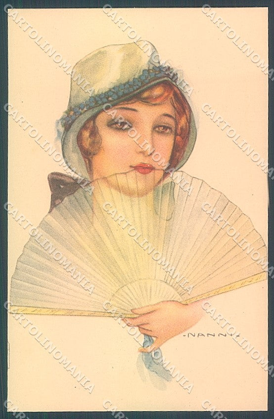 Artist Signed Nanni Fashion Lady Fan serie 256-4 postcard HR3185 – fronte