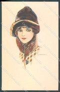 Artist Signed Nanni Fashion Lady Hat serie 21-5 postcard HR3210 – fronte