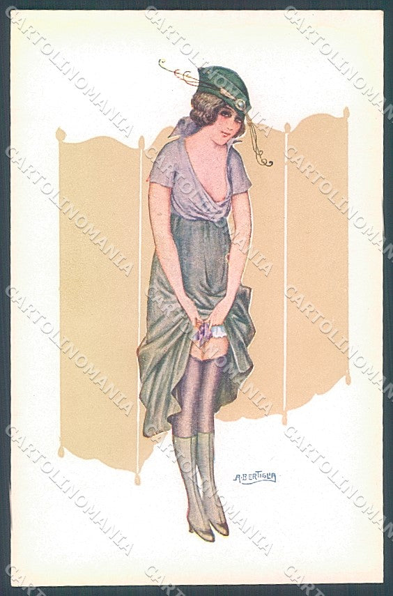 Artist Signed Bertiglia Risque Lady serie 173-3 postcard HR3240 – fronte