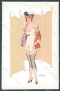 Artist Signed Bertiglia Risque Lady serie 173-6 postcard HR3243 – fronte