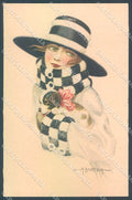 Artist Signed Bertiglia Glamour Fashion Lady Dog serie 163 postcard HR3262 – fronte