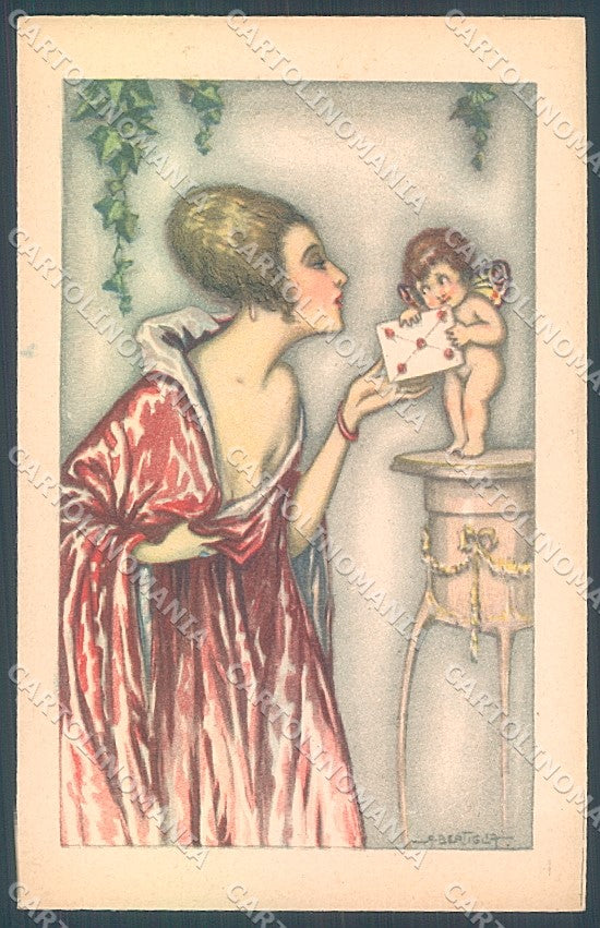 Artist Signed Bertiglia Fashion Lady Cupid Eros serie 2053-3 postcard HR3268 – fronte