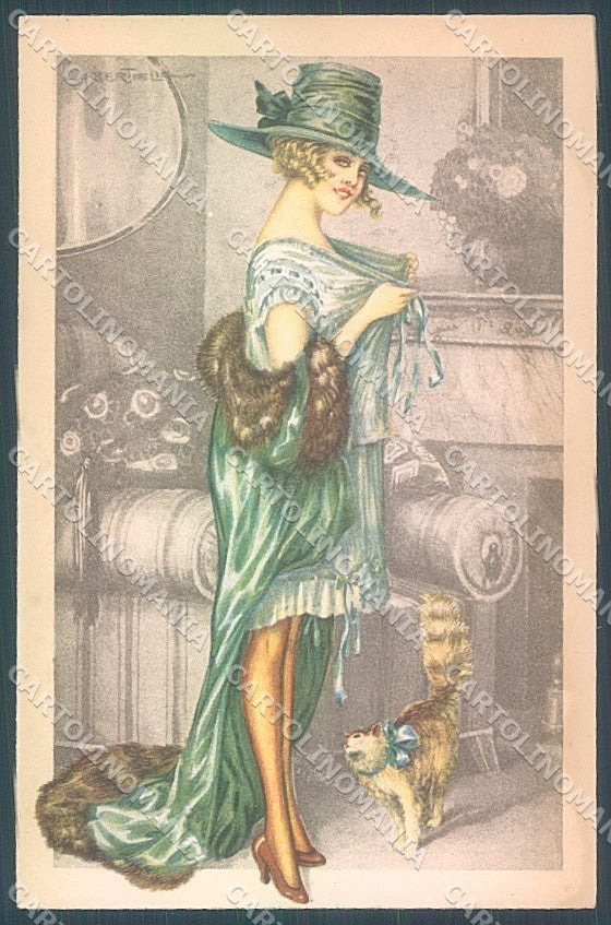 Artist Signed Bertiglia Risque Lady Cat TRACES OF DAMP serie 99 pc HR3275 – fronte