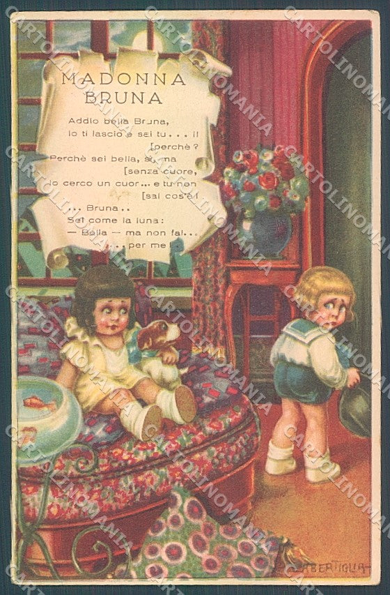 Artist Signed Bertiglia Children Dog Bixio serie 2673 postcard HR3297 – fronte