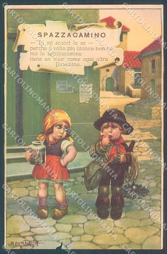 Artist Signed Bertiglia Children Chimney Sweep TEARED serie 2673 postcard HR3298 – fronte