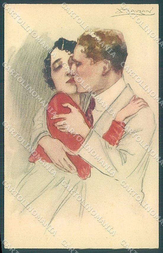 Artist Signed Mauzan Lady Romantic Couple serie 217-4 postcard HR3299 – fronte