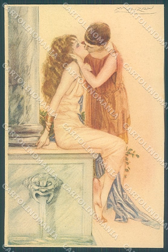 Artist Signed Mauzan Lady Romantic Couple serie 248-1 postcard HR3300 – fronte