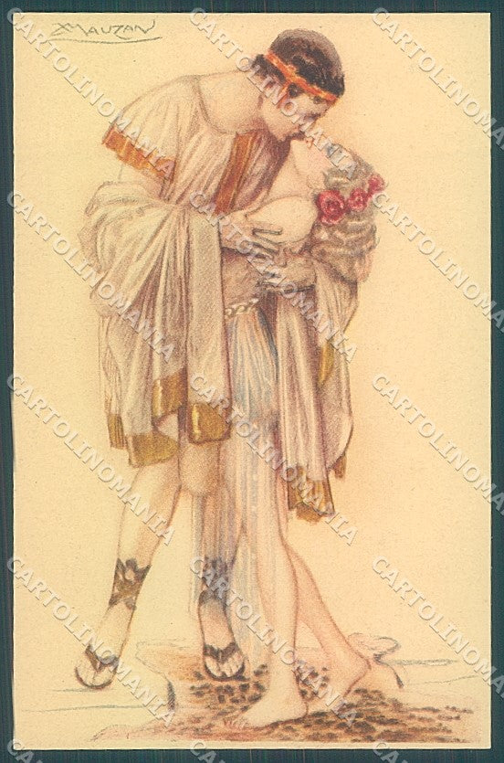 Artist Signed Mauzan Lady Romantic Couple serie 248-3 postcard HR3302 – fronte