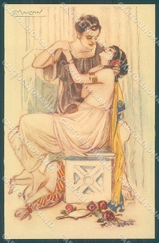 Artist Signed Mauzan Lady Romantic Couple serie 248-5 postcard HR3304 – fronte