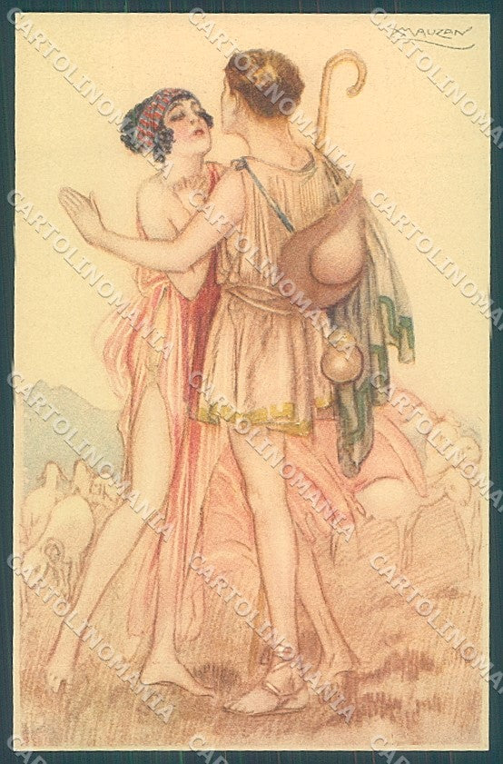 Artist Signed Mauzan Lady Romantic Couple serie 248-6 postcard HR3305 – fronte
