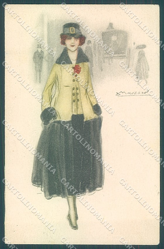 Artist Signed Mauzan Fashion Lady Mode ABRADED serie 201-6 postcard HR3307 – fronte