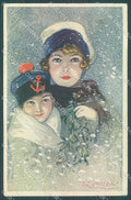 Artist Signed Mauzan Children Christmas CORNER CREASED serie 71-1 pc HR3308 – fronte