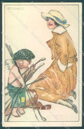 Artist Signed Mauzan Lady Golf Sport Cupid Eros serie 10-3 postcard HR3328 – fronte