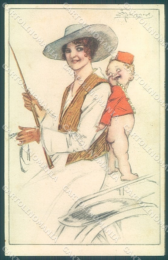 Artist Signed Mauzan Fashion Lady Cupid Eros serie 10-4 postcard HR3329 – fronte