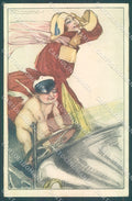 Artist Signed Mauzan Fashion Lady Motoring Cupid Eros serie 10-5 postcard HR3330 – fronte
