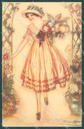 Artist Signed Mauzan Lady in the Gardenserie 247-1 postcard HR3331 – fronte