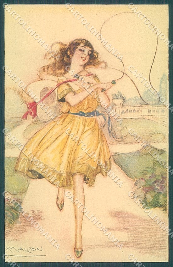 Artist Signed Mauzan Lady in the Gardenserie 247-6 postcard HR3335 – fronte