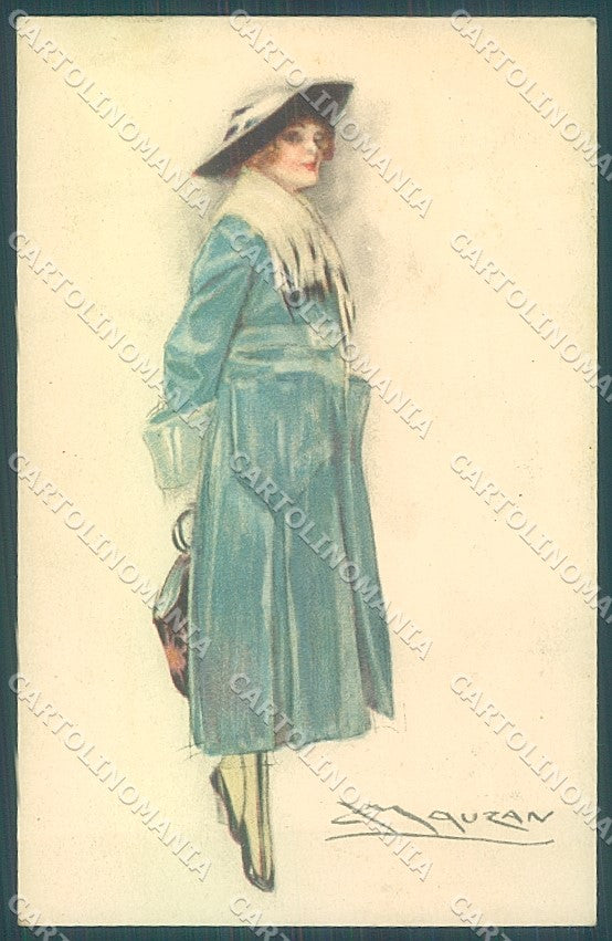 Artist Signed Mauzan Glamour Fashion Lady Mode serie 80-3 postcard HR3340 – fronte