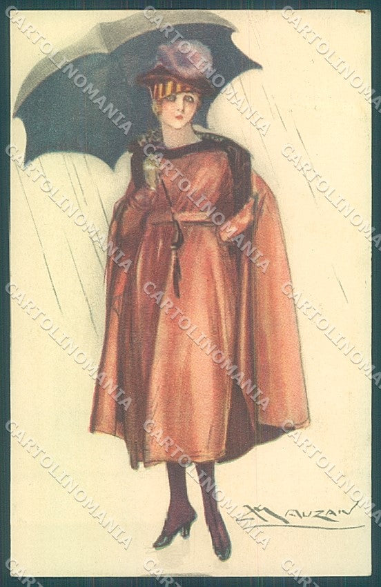 Artist Signed Mauzan Glamour Fashion Lady Mode serie 80-5 postcard HR3342 – fronte