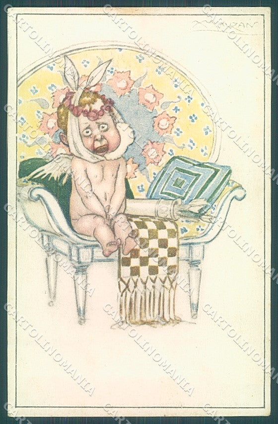 Artist Signed Mauzan Cupid Eros Toothache serie 223-5 postcard HR3344 – fronte