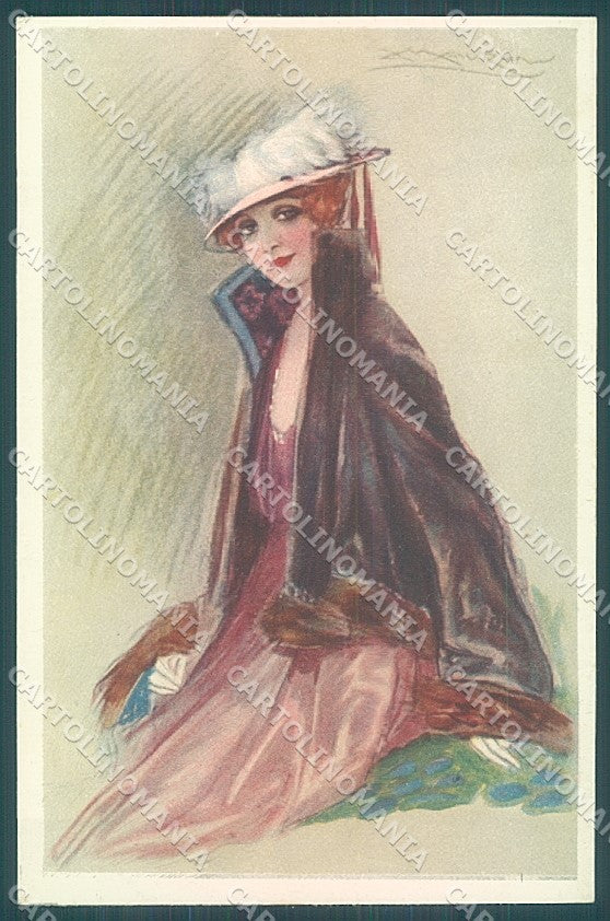 Artist Signed Mauzan Glamour Fashion Lady Mode serie 278-6 postcard HR3345 – fronte
