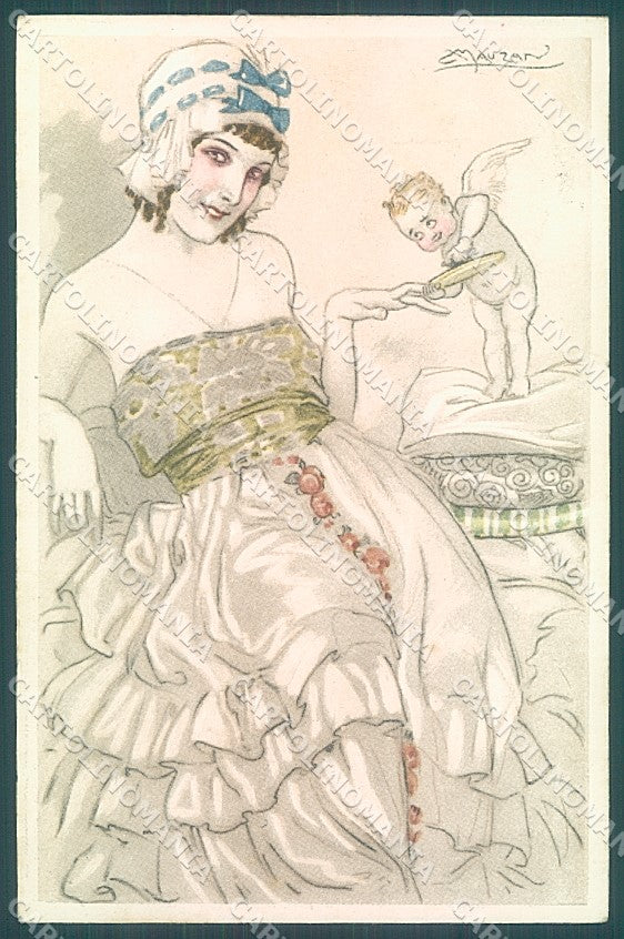 Artist Signed Mauzan Lady Eros Cupid serie 102-4 postcard HR3361 – fronte