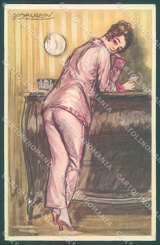 Artist Signed Mauzan Glamour Fashion Lady Mode serie 96-2 postcard HR3364 – fronte