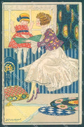 Artist Signed Mauzan Lady Mode Child UNGLUED CORNER serie 15-6 postcard HR3370 – fronte