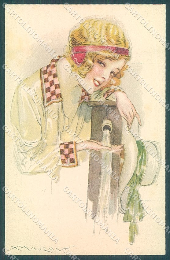 Artist Signed Mauzan Glamour Fashion Lady Mode serie 41-1 postcard HR3375 – fronte