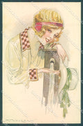 Artist Signed Mauzan Glamour Fashion Lady Mode serie 41-1 postcard HR3375 – fronte