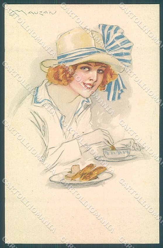 Artist Signed Mauzan Glamour Fashion Lady Mode serie 41-2 postcard HR3376 – fronte