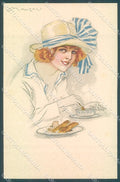 Artist Signed Mauzan Glamour Fashion Lady Mode serie 41-2 postcard HR3376 – fronte