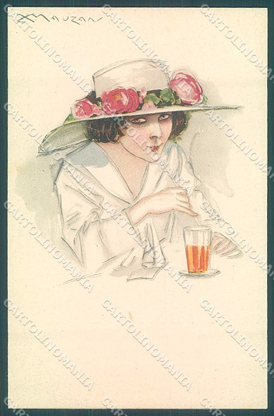 Artist Signed Mauzan Glamour Fashion Lady Mode serie 41-3 postcard HR3377 – fronte