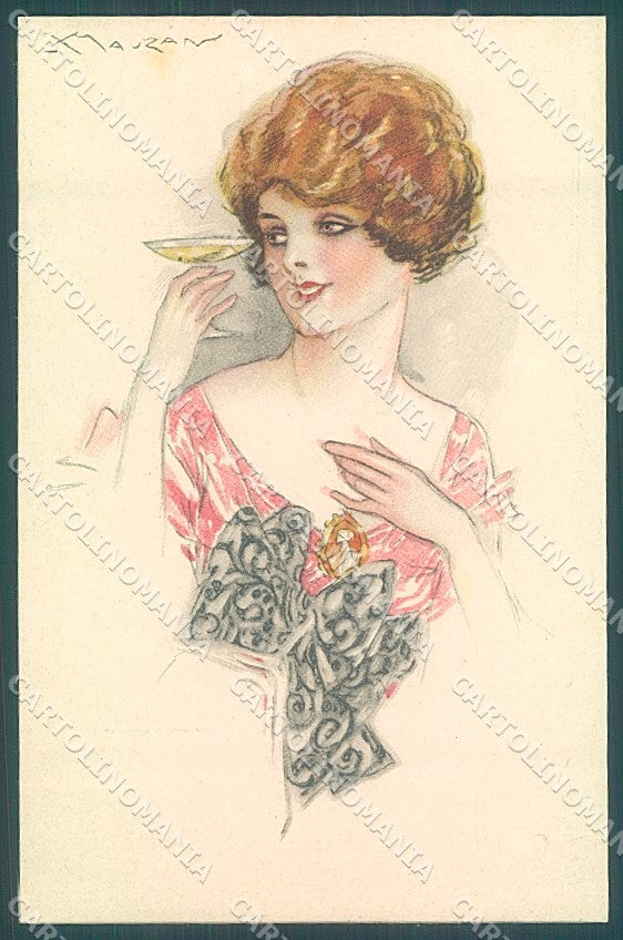 Artist Signed Mauzan Glamour Fashion Lady Mode serie 41-4 postcard HR3378 – fronte