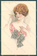 Artist Signed Mauzan Glamour Fashion Lady Mode serie 41-4 postcard HR3378 – fronte