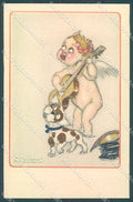 Artist Signed Mauzan Cupid Eros Dog serie 222-2 postcard HR3382 – fronte