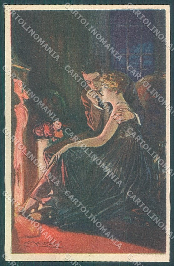 Artist Signed Mauzan Lady Romantic Couple serie 247-4 postcard HR3390 – fronte