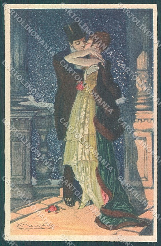 Artist Signed Mauzan Lady Romantic Couple serie 247-5 postcard HR3391 – fronte