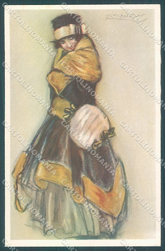 Artist Signed Mauzan Glamour Fashion Lady Mode serie 278-1 postcard HR3393 – fronte