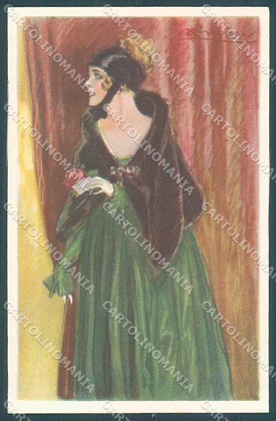 Artist Signed Mauzan Glamour Fashion Lady Mode serie 278-5 postcard HR3397 – fronte