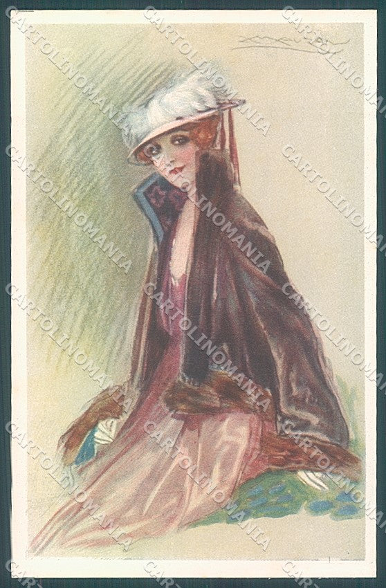 Artist Signed Mauzan Glamour Fashion Lady Mode serie 278-6 postcard HR3398 – fronte