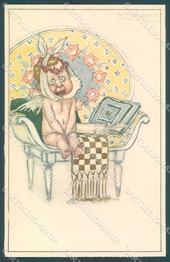 Artist Signed Mauzan Eros Cupid Toothache serie 223-5 postcard HR3403 – fronte
