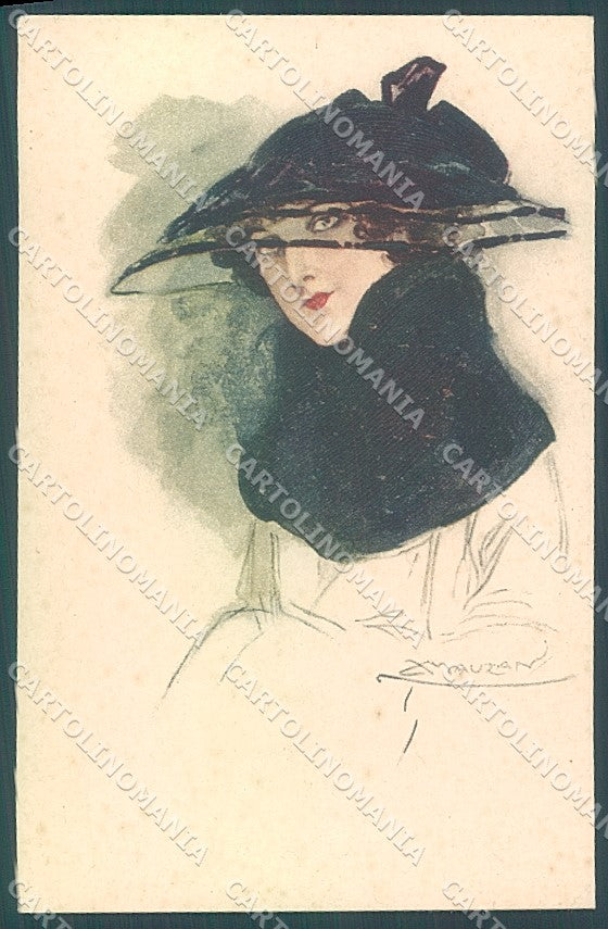 Artist Signed Mauzan Glamour Fashion Lady Mode serie 208-3 postcard HR3407 – fronte