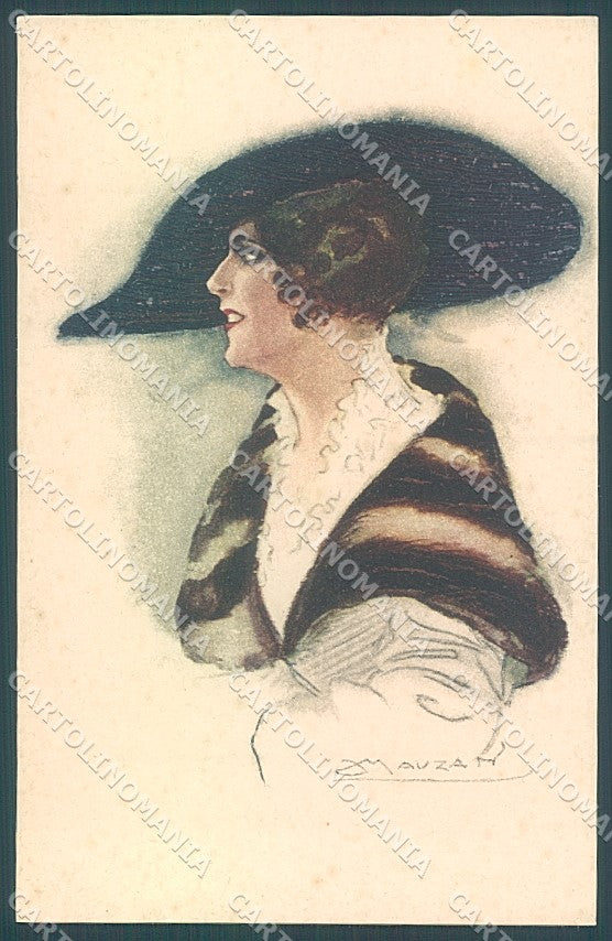 Artist Signed Mauzan Glamour Fashion Lady Mode serie 208-4 postcard HR3408 – fronte
