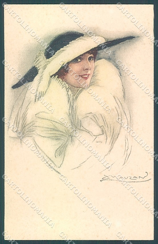 Artist Signed Mauzan Glamour Fashion Lady Mode serie 208-5 postcard HR3409 – fronte