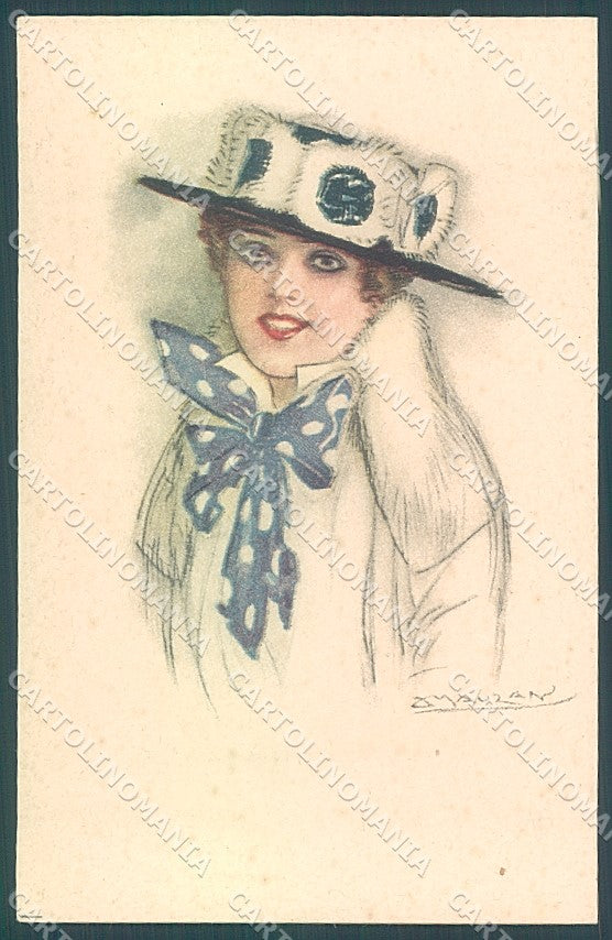 Artist Signed Mauzan Glamour Fashion Lady Mode serie 208-6 postcard HR3410 – fronte
