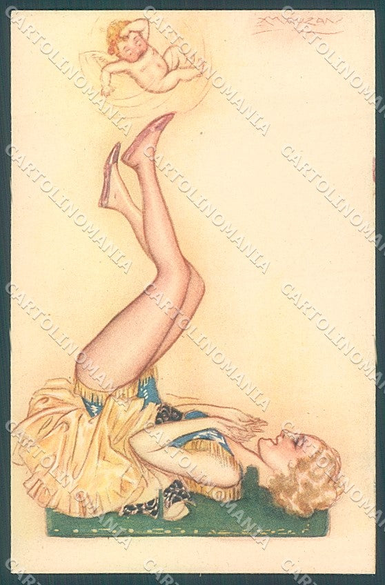 Artist Signed Mauzan Risque Lady Eros Cupid serie 79-2 postcard HR3412 – fronte