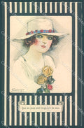 Artist Signed Mauzan Glamour Fashion Lady Mode Hat serie 252-1 postcard HR3417 – fronte