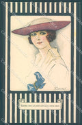 Artist Signed Mauzan Glamour Fashion Lady Mode Hat serie 252-2 postcard HR3418 – fronte