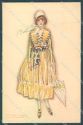 Artist Signed Mauzan Glamour Fashion Lady Mode Hat serie 46-1 postcard HR3423 – fronte